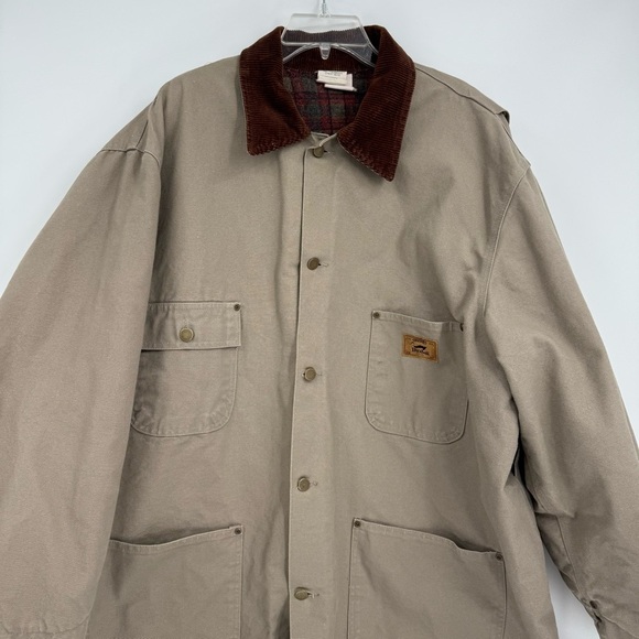 Vintage 90s Duxbak Canvas Chore Barn Jacket Coat Size XXL Tan Hunting Lined - Picture 4 of 11